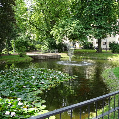 Teich mit Fontäne im Goethepark
