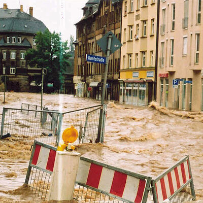 Flut 2002 im Stadtteil Potschappel 