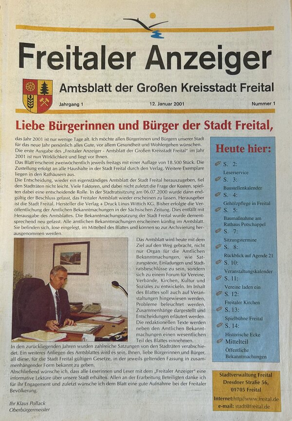 Titelseite der ersten Ausgabe im Januar 2001