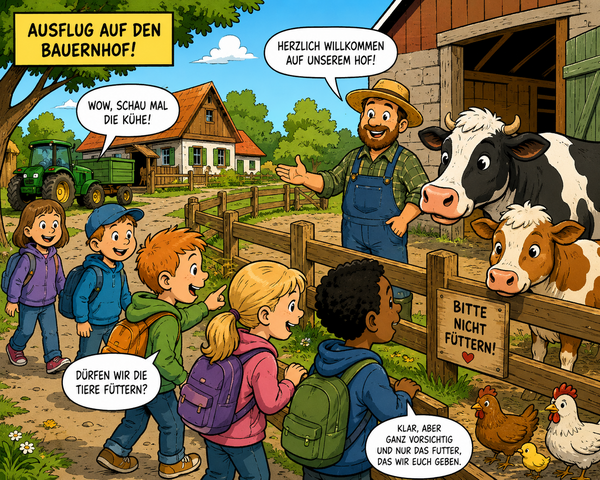 Kinder besuchen den Bauernhof