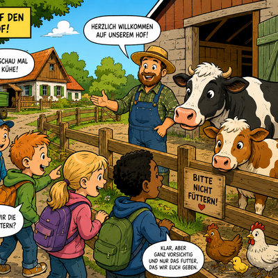 Kinder besuchen den Bauernhof