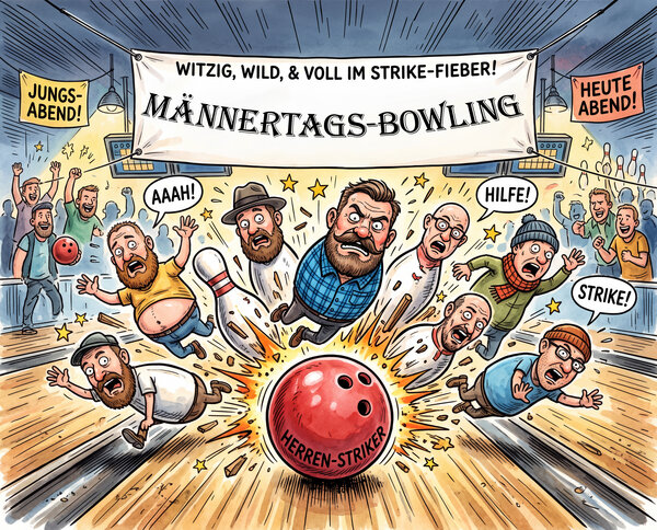 Strike f�r die Gesundheit - M�nner in Aktion beim Begegnungsbowling